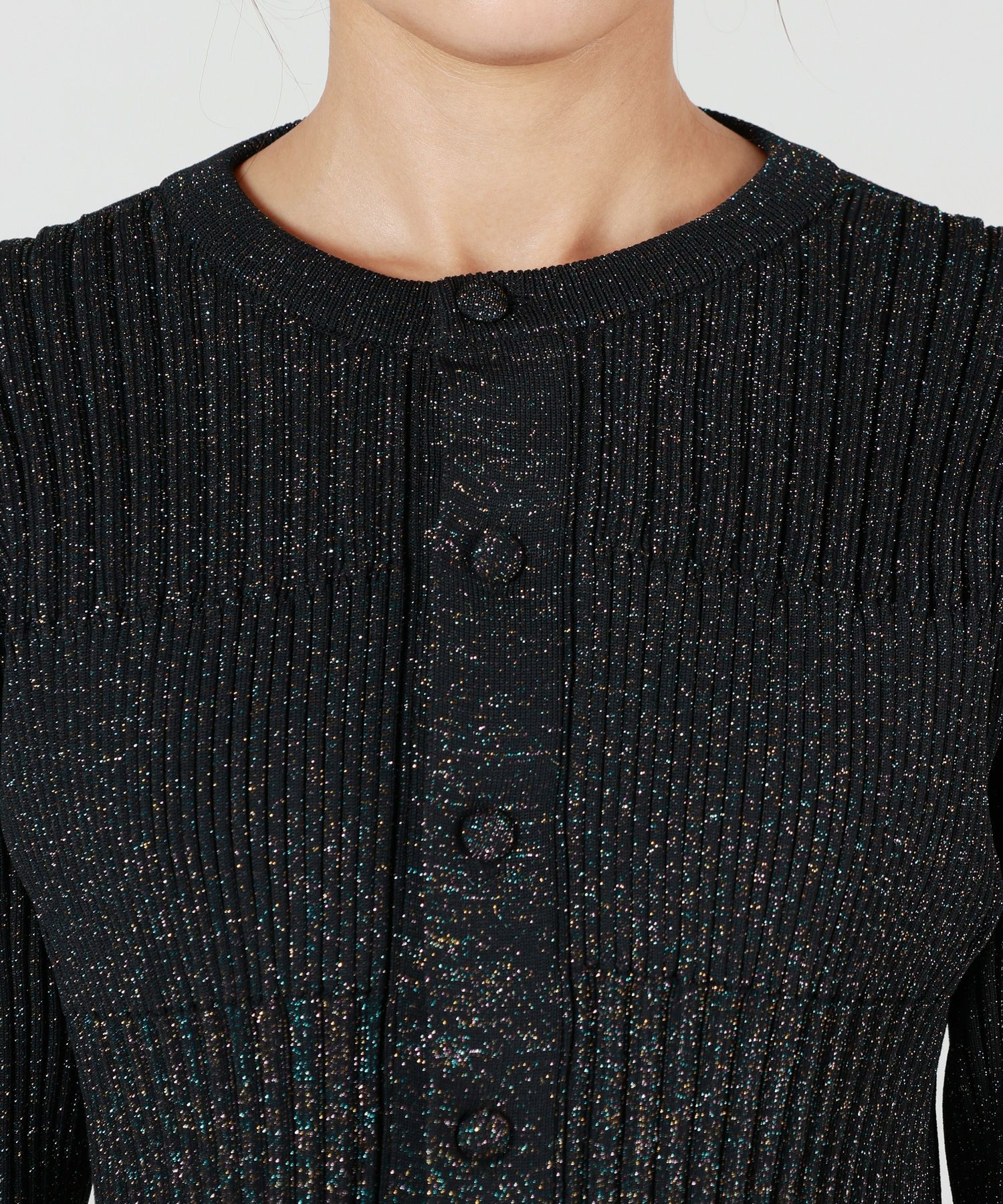 CFCL(シーエフシーエル)】 FLUID GLITTER COLLARLESS SHIRT CD 