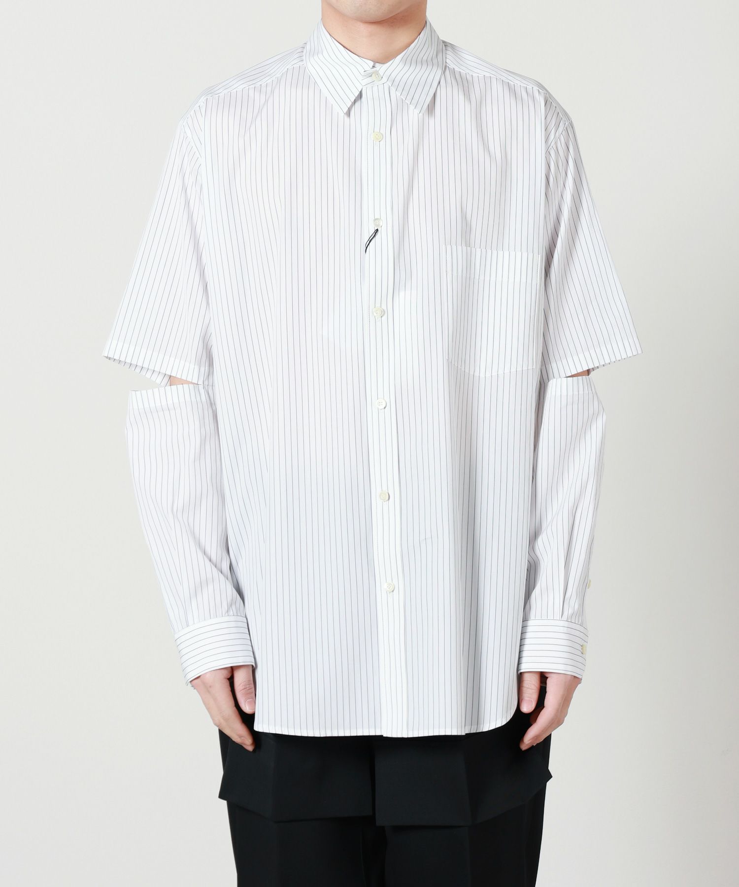 UJOH 22ss 抽象アートプリント 長袖シャツ UJOH ブラック ジップ