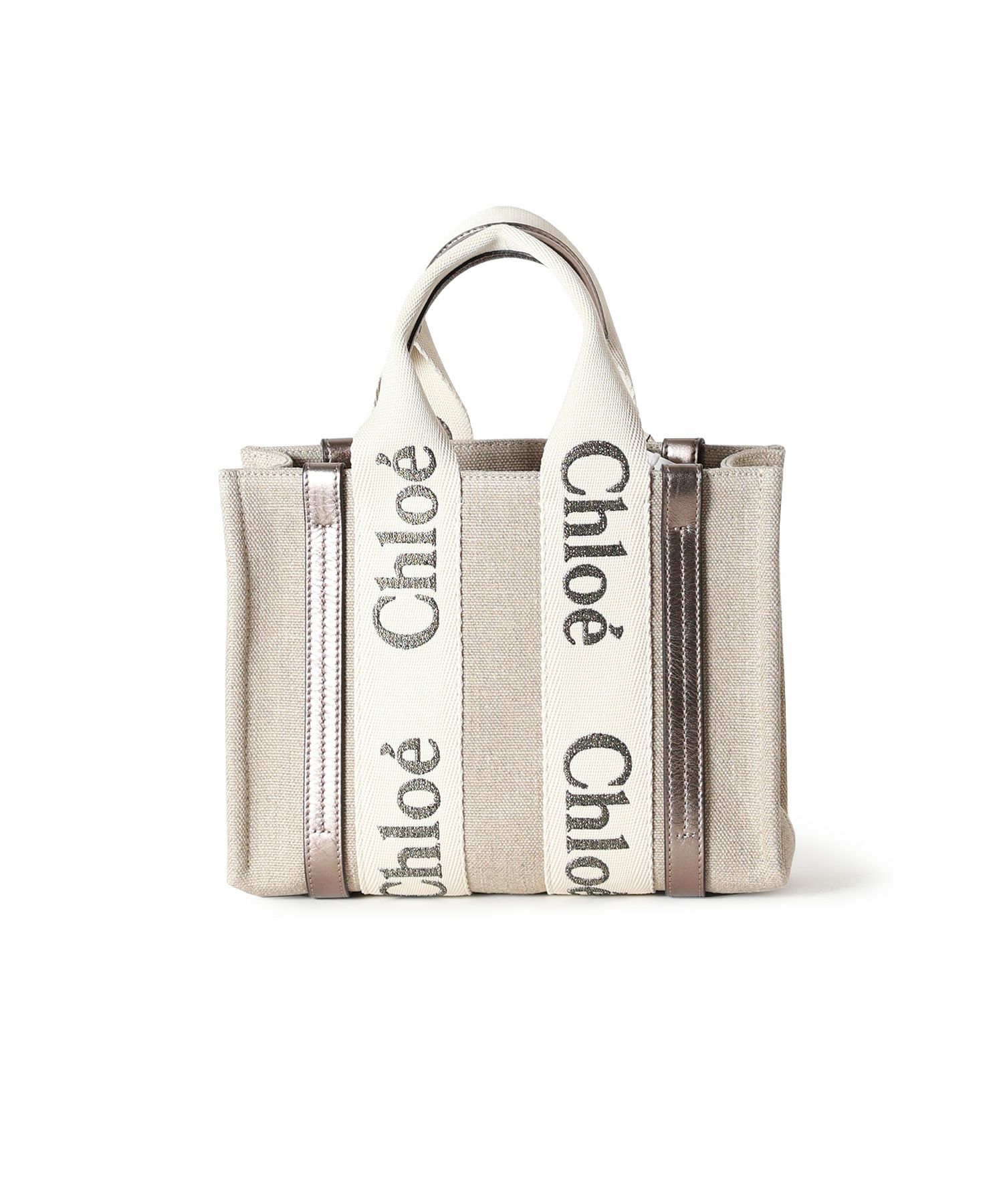 Chloe(クロエ)】 リネン＆レザー製Woodyスモールトートバッグ｜PARIGOT  