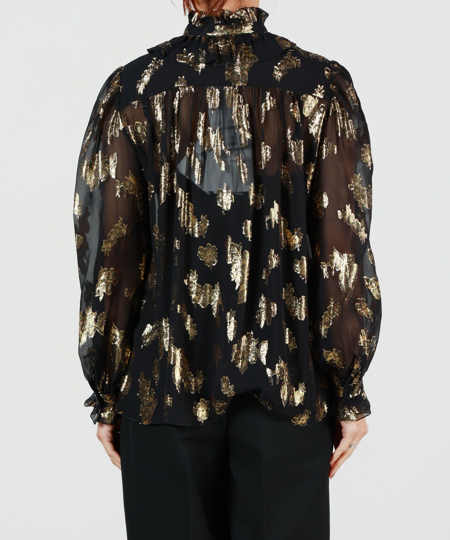 Chloe(クロエ)】 シルクジャカード&ルレックス製ギャザー ブラウス