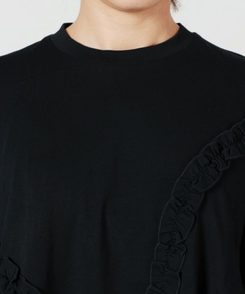 【CECILIE BAHNSEN】OCTOBER Tシャツ 長袖 T-SHIRT WITH SMOCK AND FRONT RUFFLE DETAIL（シャツ/ブラウス