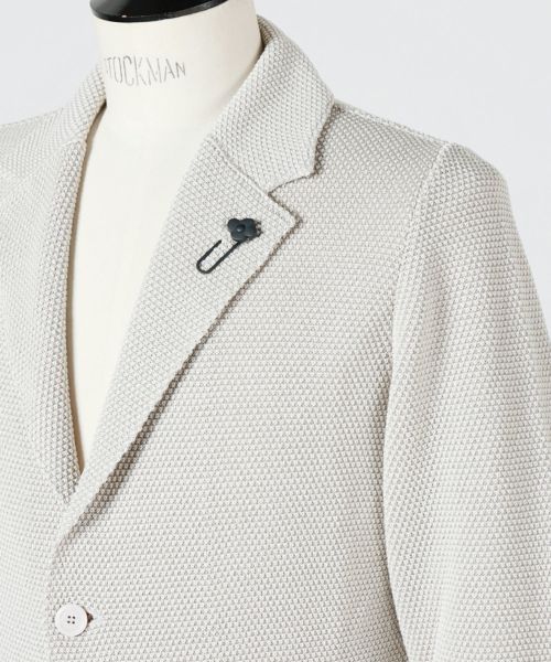 <美品>LARDINI オフホワイト コットン ニットジャケット サイズS相当 LARDINI オフホワイト コットン ニットジャケット サイズS相当