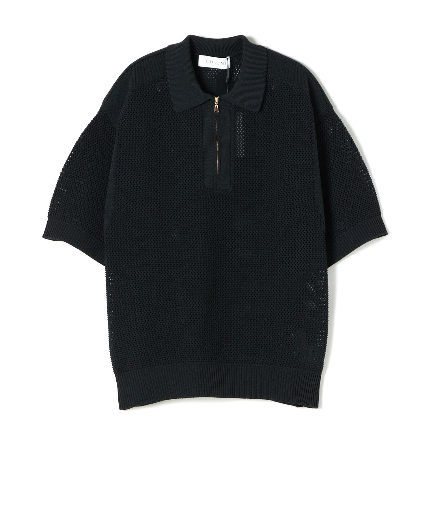 CULLNI(クルニ)】 Bi Color Mesh Knit Zip Up Polo Shirt｜PARIGOT 
