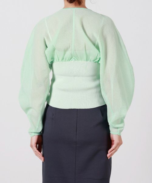 マメ Sheer Rounded Sleeve Knitted Cardigan レディース】Sheer Rounded Sleeve Knitted Cardigan | Mame