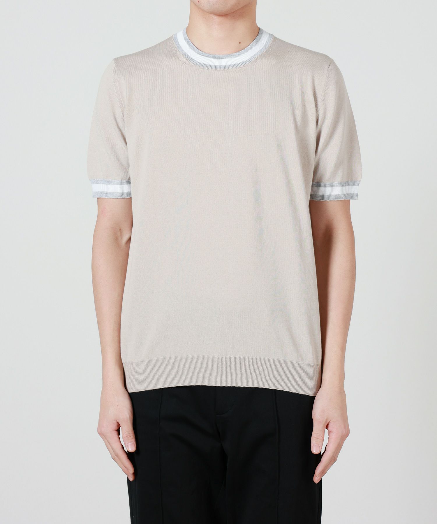 Gran Sasso(グランサッソ)】 フレッシュコットン リンガー 半袖Tシャツ 