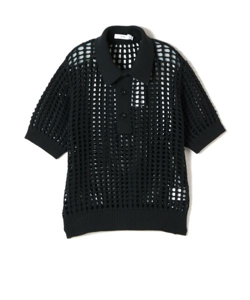 HYKE CROCHETED SWEATER ブラック 2 HYKE(ハイク)】 CROCHETED POLO SWEATER｜PARIGOT ONLINE