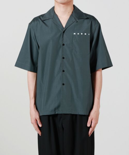 MARNI マルニ オーガニックポプリン製 ボーリングシャツ 46 グレー オーガニックポプリン製ボウリングシャツ 隠しロゴ入り