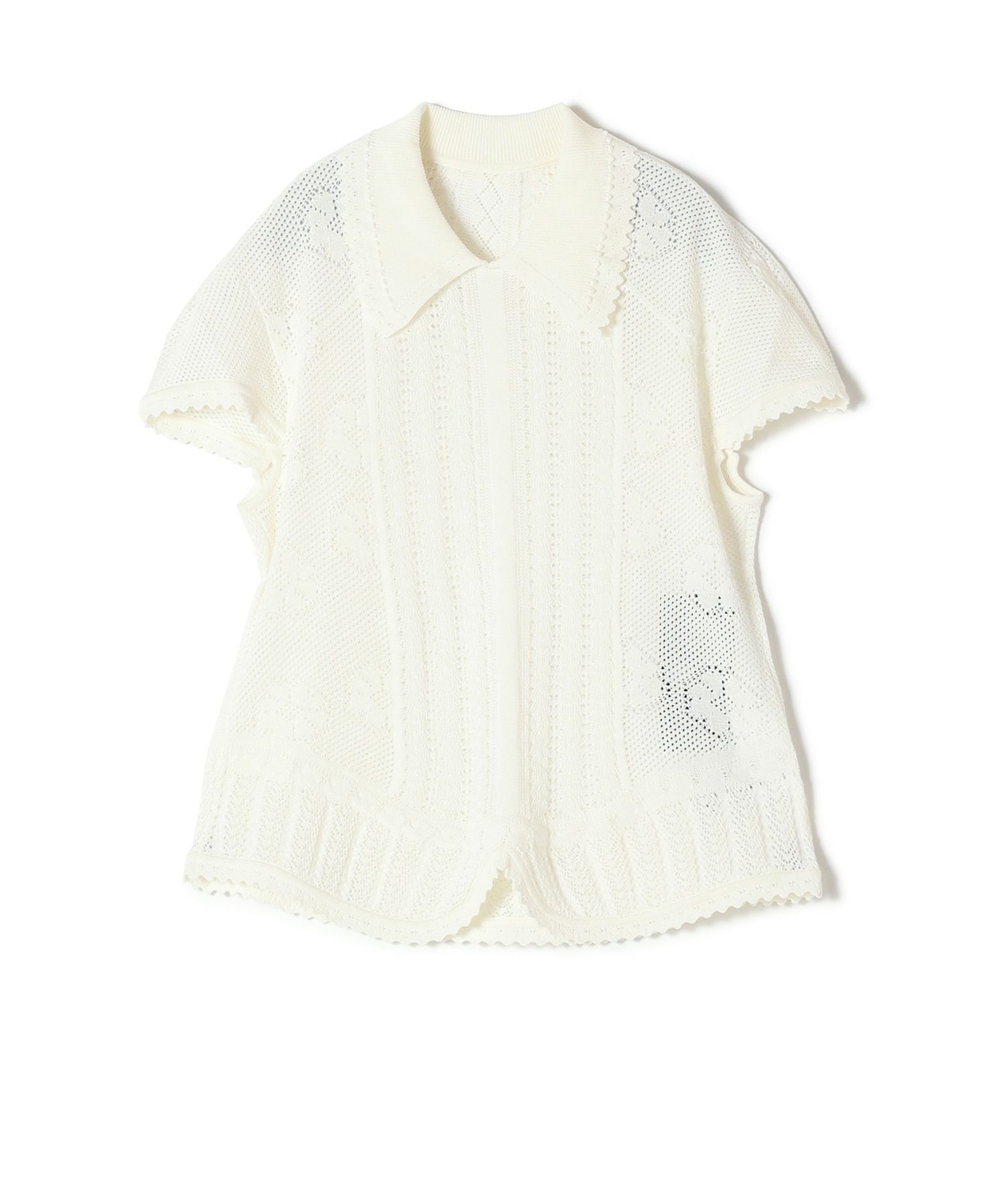 Mame Kurogouchi(マメ クロゴウチ)】 Lace Stripe Knitted Top 