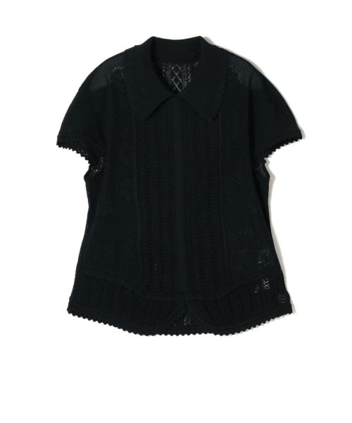 Mame Kurogouchi(マメ クロゴウチ)】 Lace Stripe Knitted Top