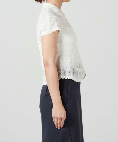 Mame Kurogouchi(マメ クロゴウチ)】 Lace Stripe Knitted Top