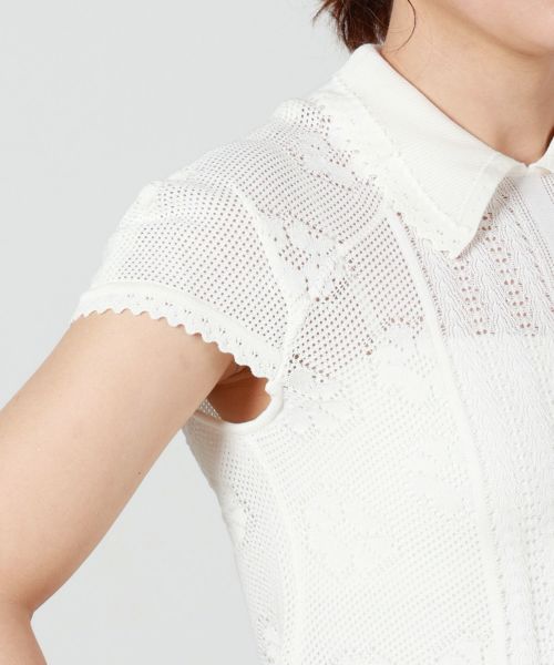 Mame Kurogouchi(マメ クロゴウチ)】 Lace Stripe Knitted Top