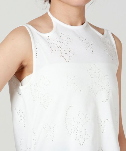 トップス Eyelet Jersey Jacquard Sleeveless Top Mame Kurogouchi：Eyelet Jersey Jacquard Sleeveless Top