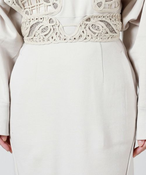 Cording Embroidery Sweat Skirt ecru 完売品 Mame Kurogouchi(マメ) Cording Embroidery Sweat Skirt ECRU
