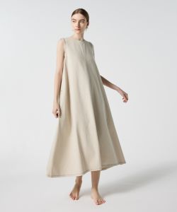 parigot　パリゴ　日本製　リネン　タック　切り替え　ロング　ワンピース カットジョーゼットラインワンピース（マキシ・ロングワンピース
