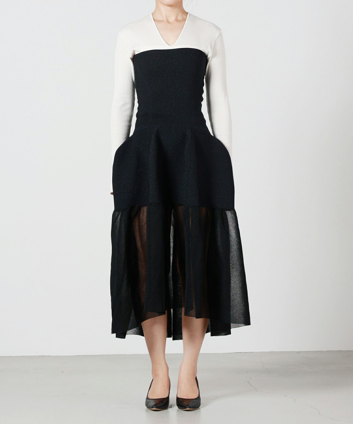 CFCL(シーエフシーエル)】 POTTERY HS LUCENT GLITTER STRAPLESS DRESS 