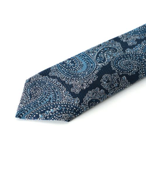 新品　フランコバッシ　ネクタイ　ブルー　ペイズリー　タグ付 新品 フランコバッシ ネクタイ ネイビー ペイズリー ブルービアンコ