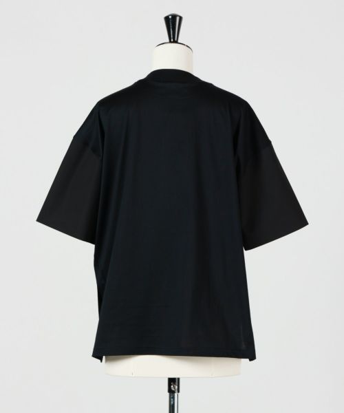 エンフォルド HIGH-NECK SHIRT-SLEEVE T-SHIRT ブラック ENFOLD(エンフォルド)】 HIGH-NECK SHIRT-SLEEVE T-SHIRT