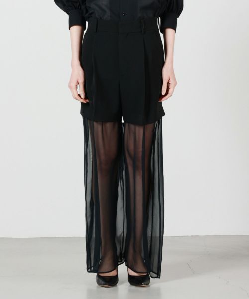 HYKE/ハイク/DOUBLE CLOTH PANTS/ハイライズ/フレアパンツ HYKE【ハイク】SATIN WIDE LEG PANTS (13270) | glamour online