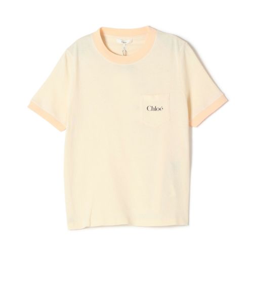 Chloe(クロエ)】 コットンジャージー製クルーネック ロゴTシャツ