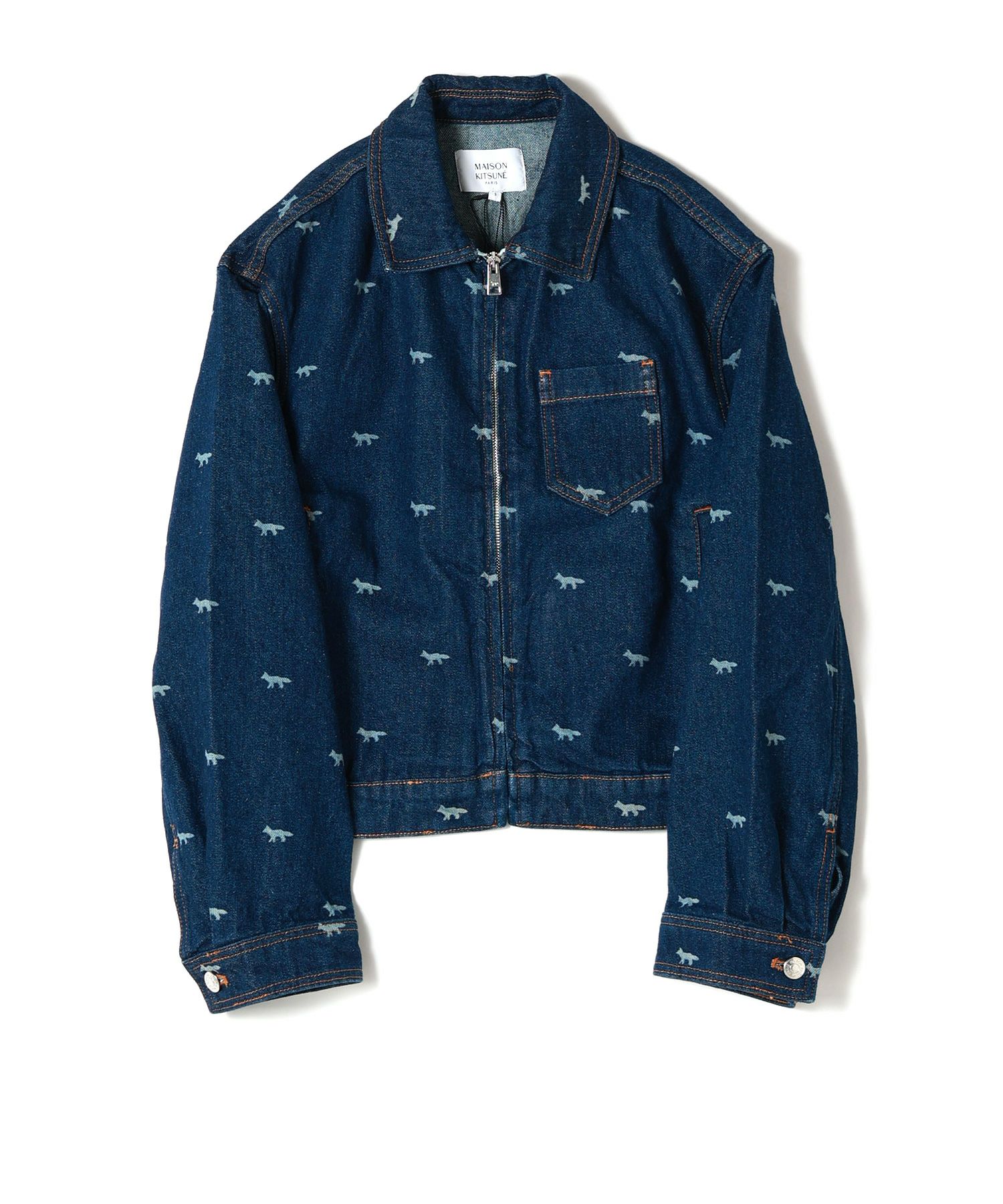 MAISON KITSUNE(メゾンキツネ)】 ジップ クロップド デニム ジャケット 