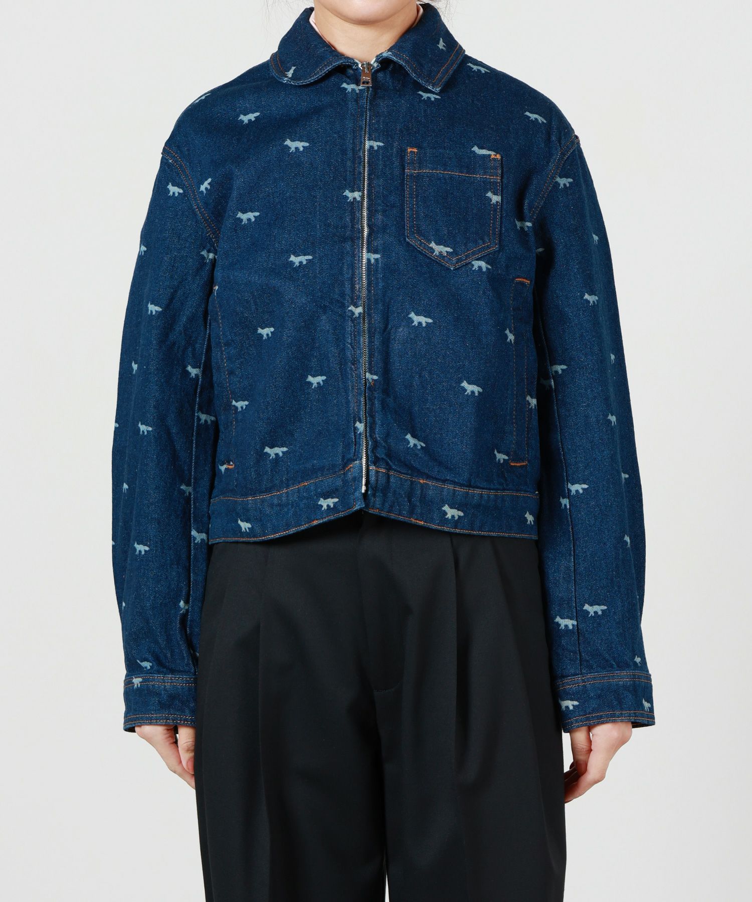 MAISON KITSUNE(メゾンキツネ)】 ジップ クロップド デニム ジャケット 