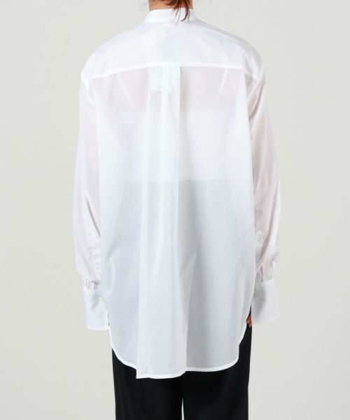 Tシャツ・カットソー toteme SS25 STAND COLLAR SHIRT (252 WRT0427 FB0372 047) TOTEME]Stand-Collar Shirt (252-WRT0427-FB0372 047) | 오케이몰