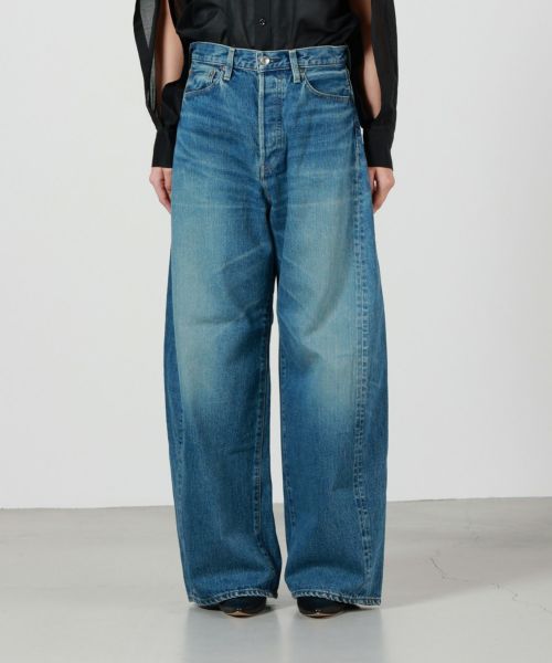 今季完売HYKE BARREL LEG JEANS バレルレッグデニム DENIM BARREL LEG JEANS-デニムバレルレッグジーンズ-HYKE