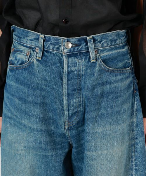 今季完売HYKE BARREL LEG JEANS バレルレッグデニム DENIM BARREL LEG JEANS-デニムバレルレッグジーンズ-HYKE