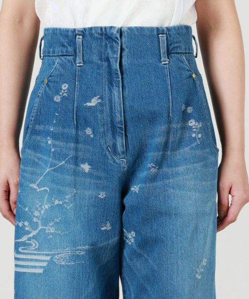 パンツ Nature Pattern Jacquard Wide Leg Jeans 185699948_o1.jpg?