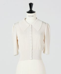 FETICO(フェティコ)】 LACE KNIT SHORT-SLEEVED CARDIGAN FETICO(フェティコ)】 LACE KNIT SHORT-SLEEVED CARDIGAN
