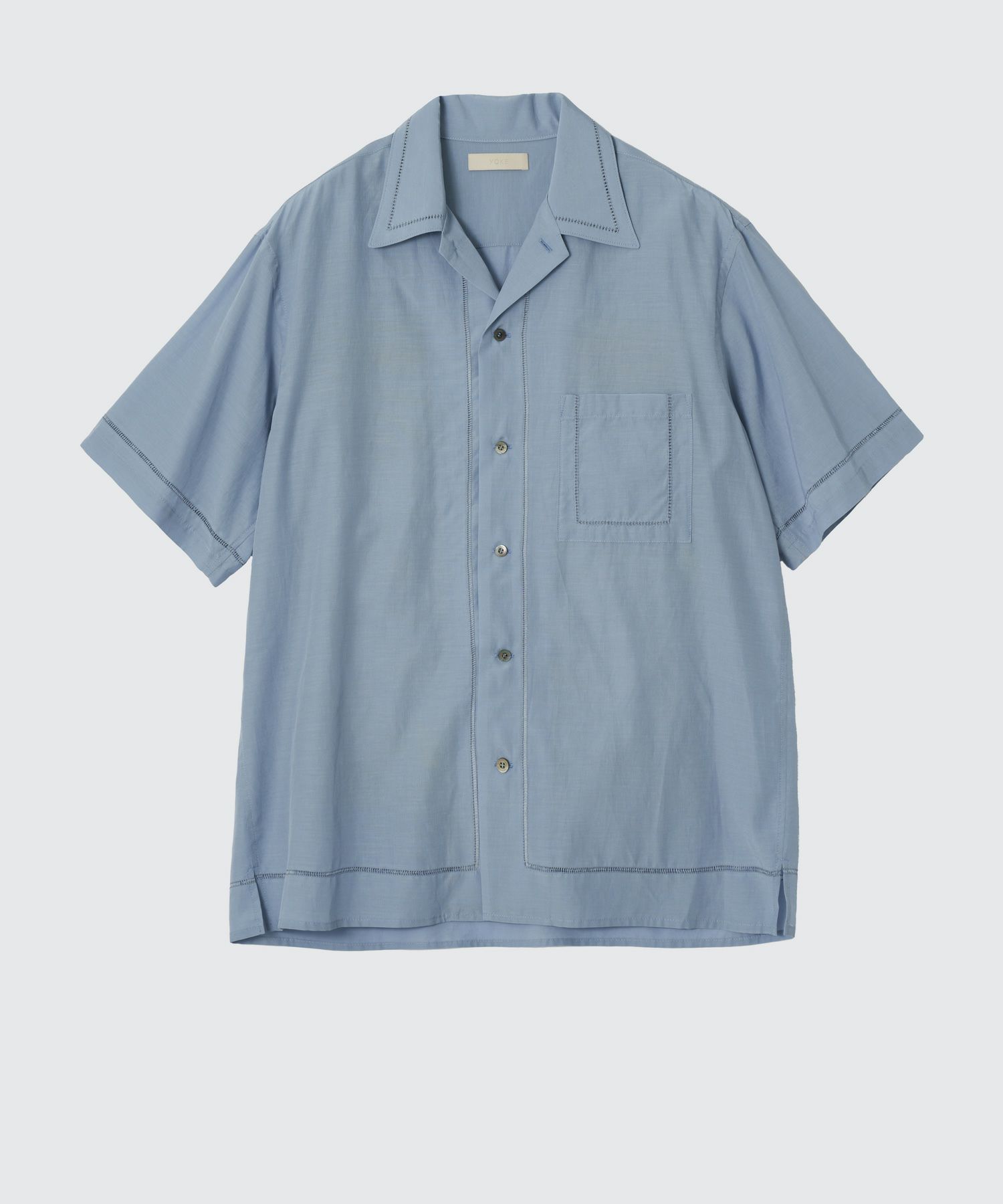 YOKE(ヨーク)】 COTTON ACETATE POPLIN EMBROIDAREY OPEN COLLAR YOKE(ヨーク)】 COTTON ACETATE POPLIN EMBROIDAREY OPEN COLLAR