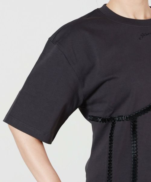 GANNI(ガニー)】 BLACK COTTON TIE BACK T-SHIRT｜PARIGOT