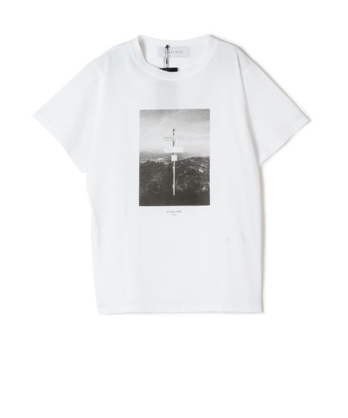 SUGAR ROSE グラフィックTシャツ ホワイト Sugar Rose(シュガーローズ)】 モノクロフォトプリントTシャツ