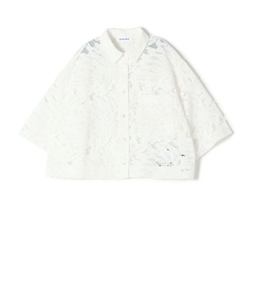【別倉庫からの配送】 SACRA(サクラ)】 LEAF RASCHEL LACE CROPPED SHIRT｜PARIGOT シャツ+ブラウス(長袖+七分)