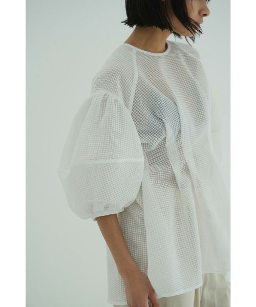 CLANE(クラネ)】 SHEER PLAID VOLUME SLEEVE TOPS｜PARIGOT