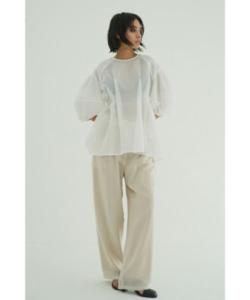 CLANE(クラネ)】 SHEER PLAID VOLUME SLEEVE TOPS｜PARIGOT