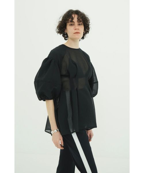 新品タグ付きCLANEクラネ SHEER PLAID VOLUME SLEEVE CLANE クラネ “SHEER PLAID VOLUME SLEEVE TOPS” シアープ