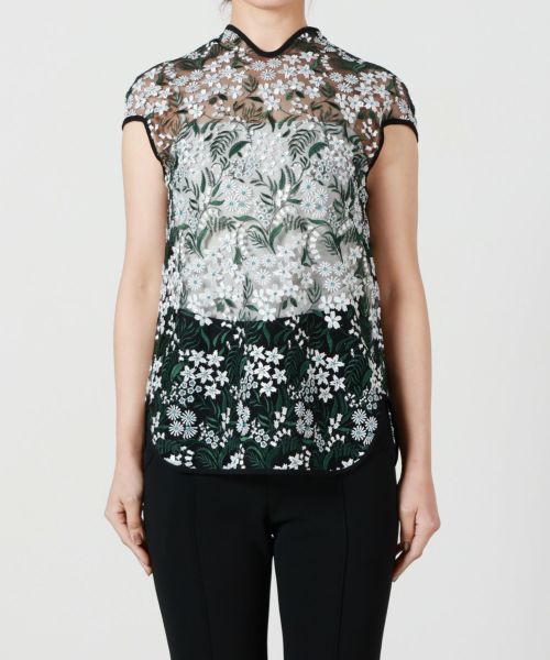 GEA1】Mame Kurogouchi □Floral Lace French Sleeve Top MM25SS