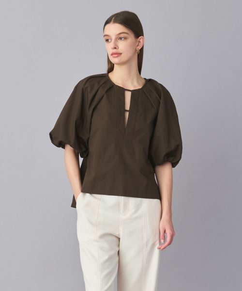 SACRA(サクラ)】 LEAF RASCHEL LACE CROPPED SHIRT｜PARIGOT