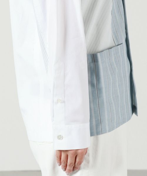 Maison Margiela リミテッドエディション　パッチワーク Maison Margiela Patchwork Striped Cotton Shirt on SALE