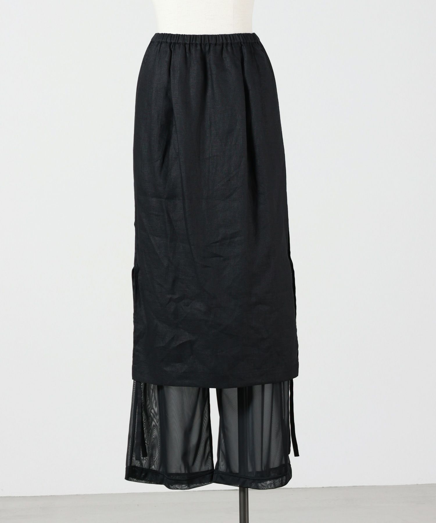 ENFOLD 25ss】SHEER LAYERED PANTS black 