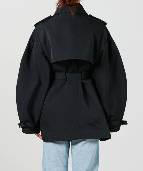 GANNI(ガニー)】 BLACK HEAVY TWILL MIDI TRENCH COAT｜PARIGOT