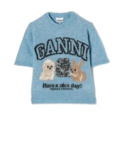 GANNI デニムボンバー Ｇジャン Ganni Jacket Patch Denim Bomber | WAKAKUU