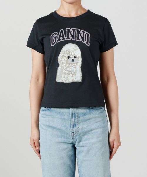 【美品】GANNI BLACK POODLE T-SHIRT GANNI(ガニー)】 BLACK POODLE GRAPHIC CROPPED T-SHIRT