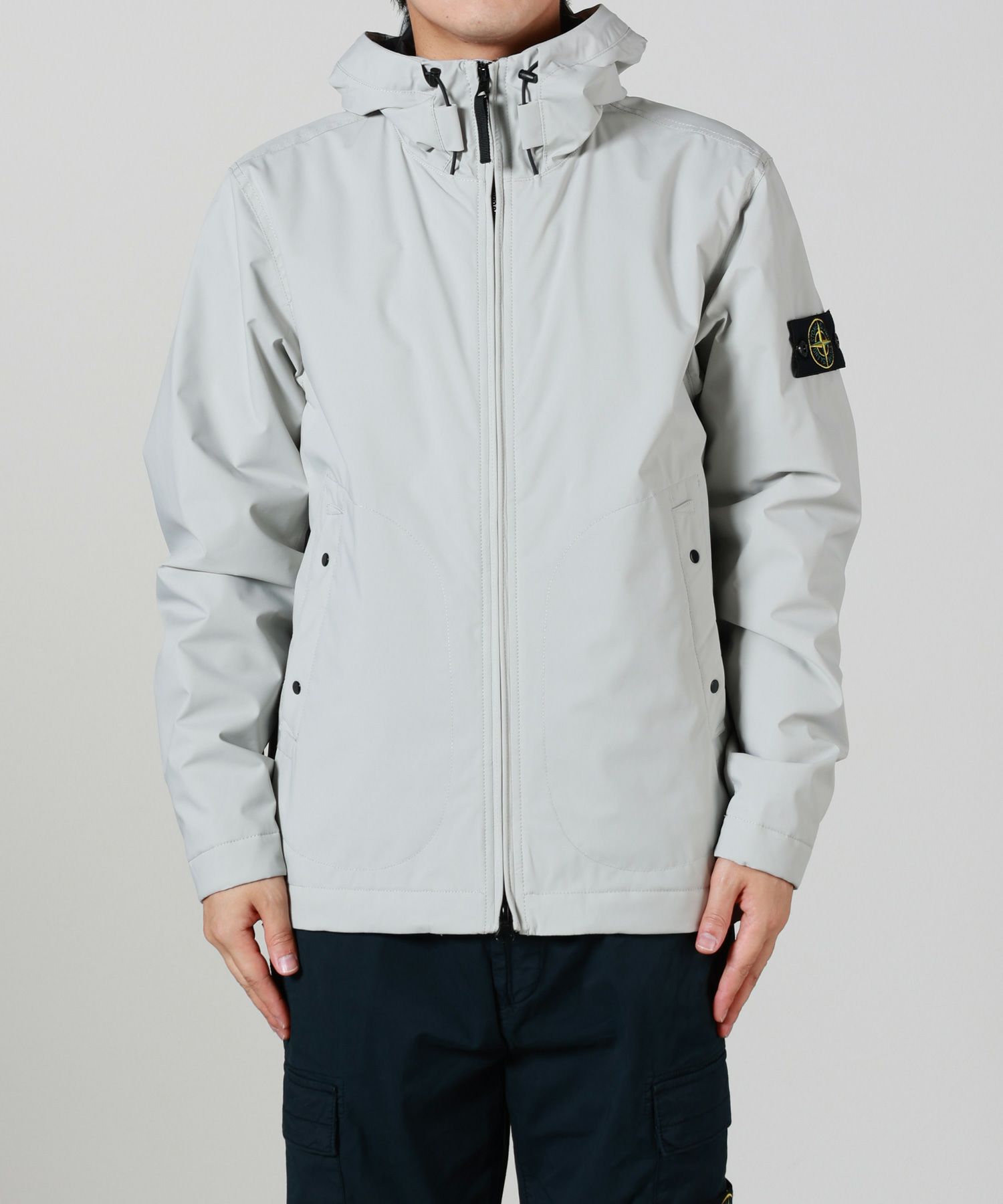 STONE  ジャケット 白 グレー ストーンアイランド ホワイト STONE ISLAND(ストーンアイランド)】 ZIP-UP HOODED ジャケット