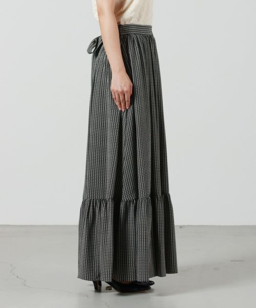 【Chloe】ギャザー入りシルククレープデシンマキシスカート Chloe(クロエ)】 クレープデシン製ギャザーミディスカート