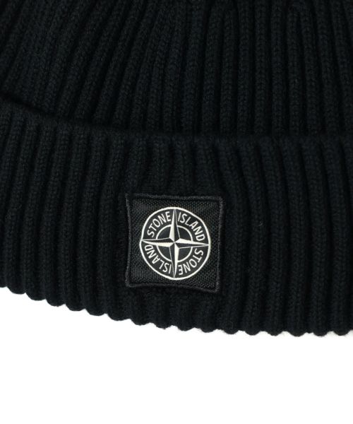 STONE  FULL RIB RWS WOOL ビーニー ニット帽 Black Beanie with Compass logo patch N100002 FULL RIB RWS WOOL