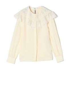Chloéクロエ　レースブラウス Chloe(クロエ)】 クレープデシン&レース製ギャザーブラウス