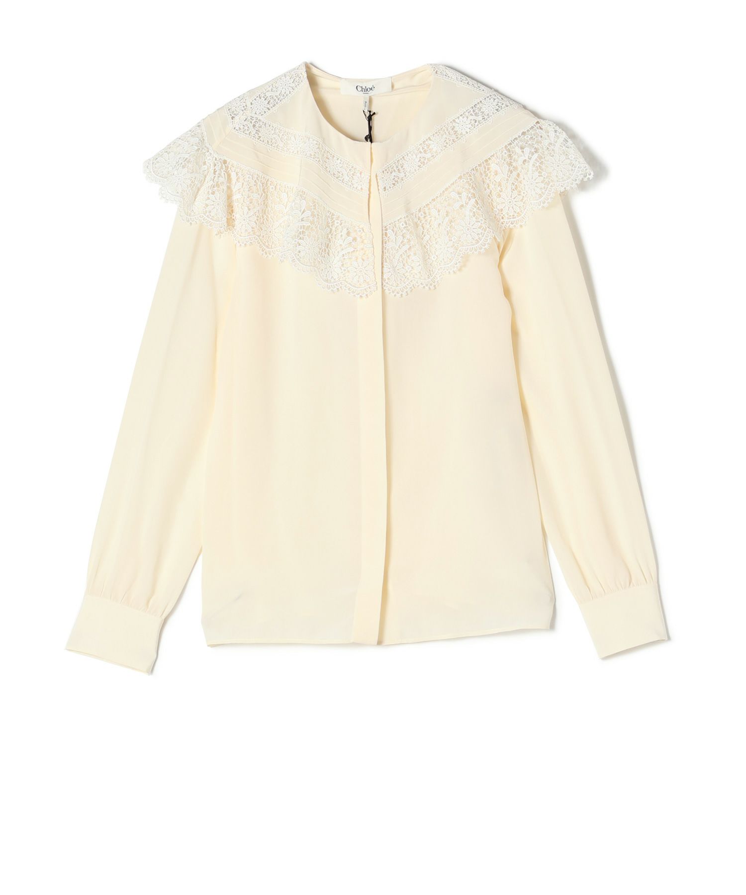 Chloe(クロエ)】 クレープデシン&レース製ギャザーブラウス｜PARIGOT  
