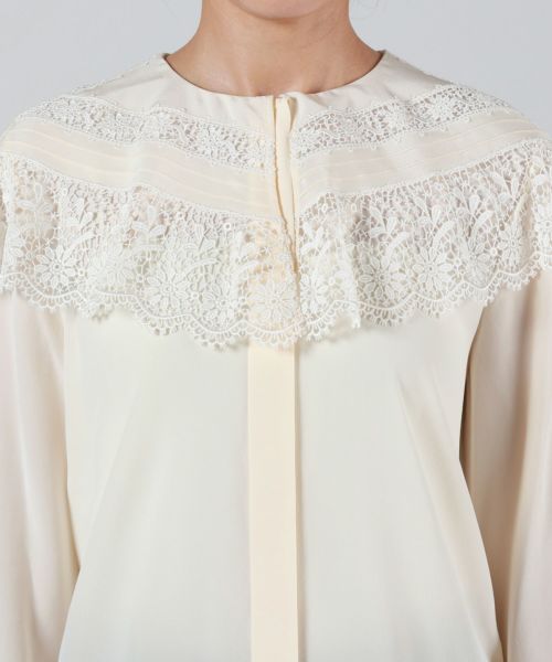 Chloe - ★新品同様　美品　Chloe クロエ  レースドッドブラウス　36 Chloe(クロエ)】 クレープデシン&レース製ギャザーブラウス